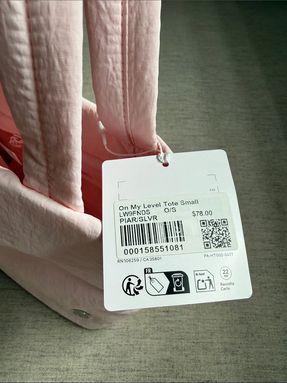 lululemon Pink Pearl On My Level Tote Small 5L Crossbody